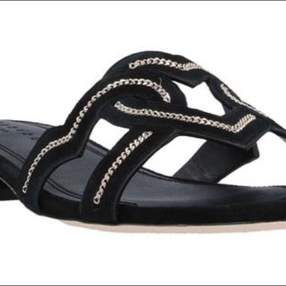 SANDRO NWT HEART ❤️ SLIP ON SUEDE SANDALS BLK SZ 7 - Picture 5 of 9